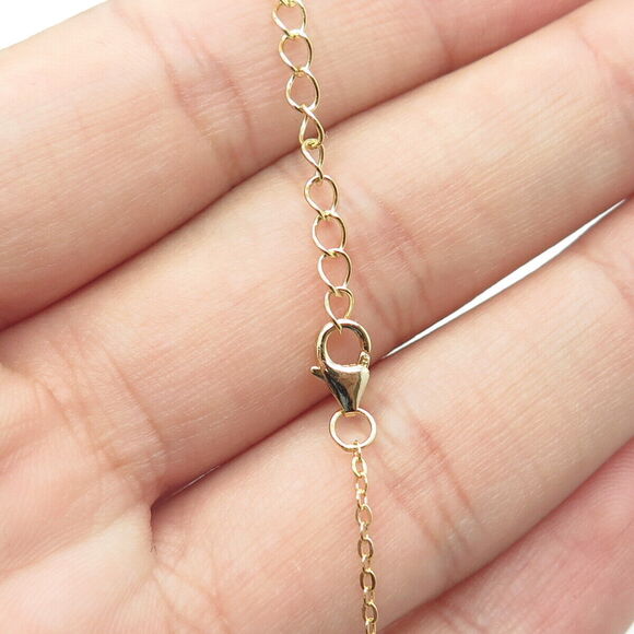 925 Sterling Silver Gold Plated Amethyst Gem Open Heart Cable Chain Necklace 18" - Picture 5 of 7